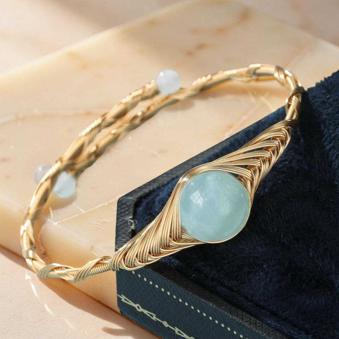Bracelet Aigue Marine – Vortex Doré