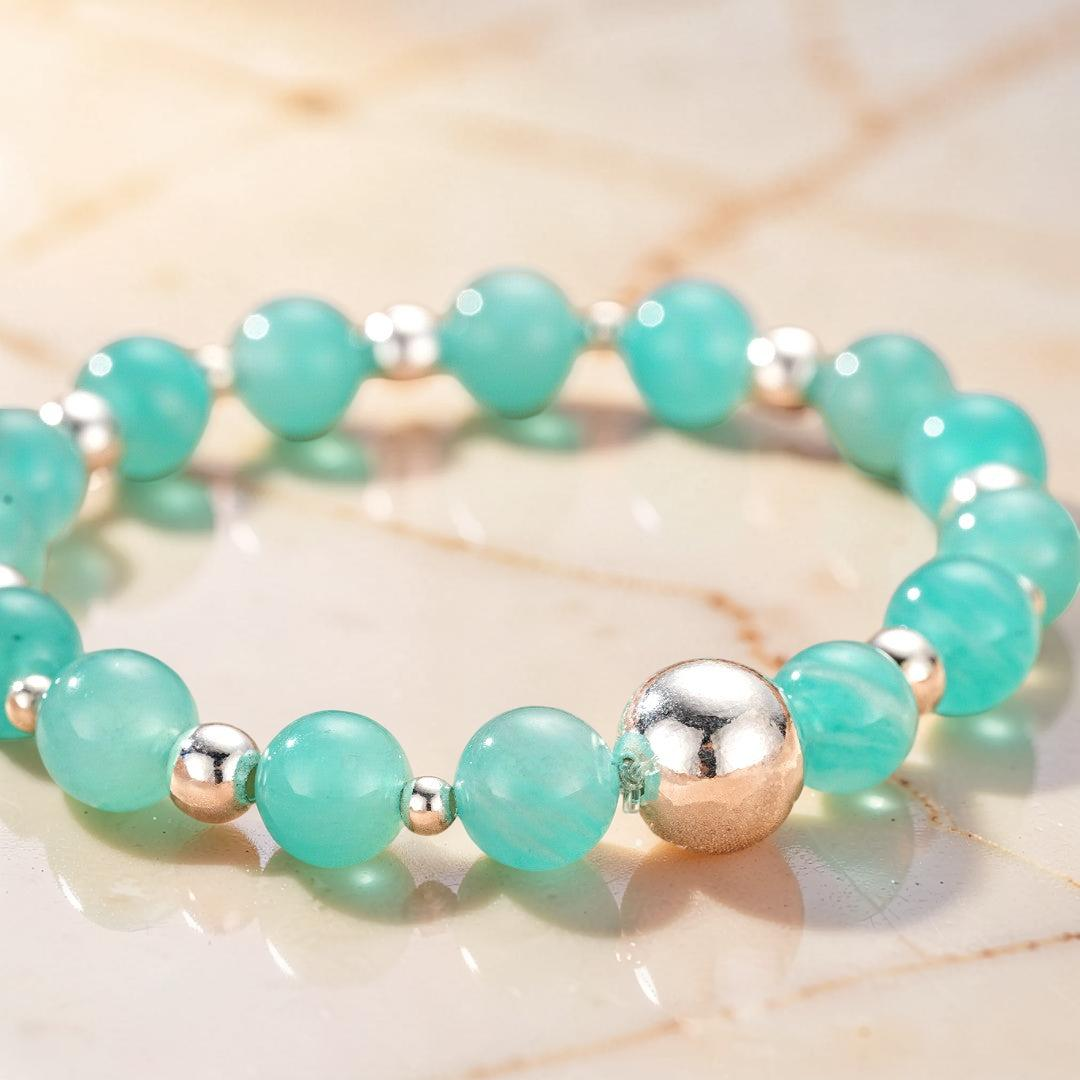Bracelet Amazonite – Énergie Pure, Argent