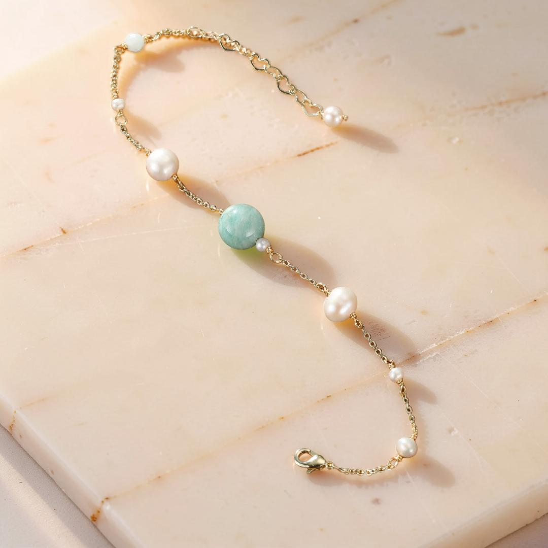 Bracelet Amazonite et Perles – Rêve d'Aurore