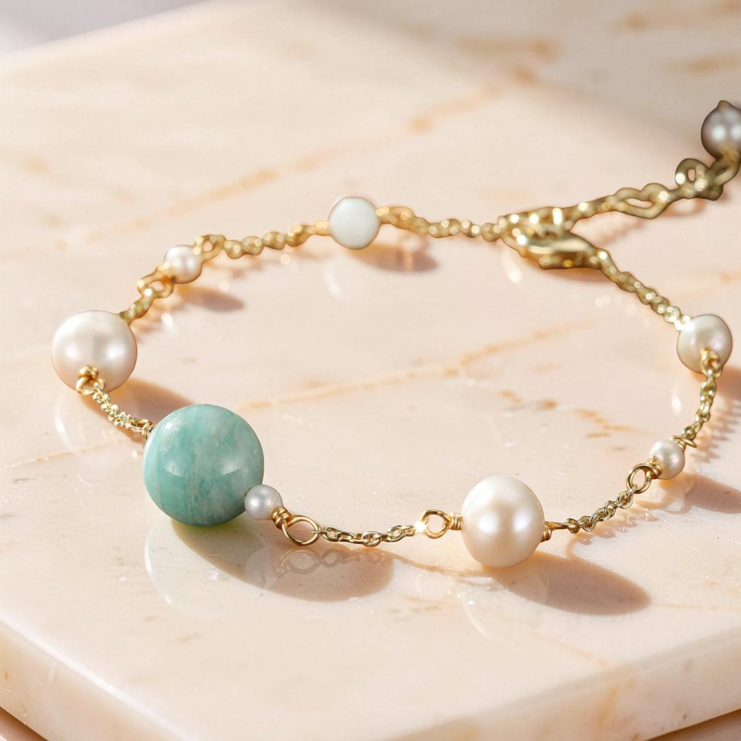 Bracelet Amazonite et Perles – Rêve d'Aurore