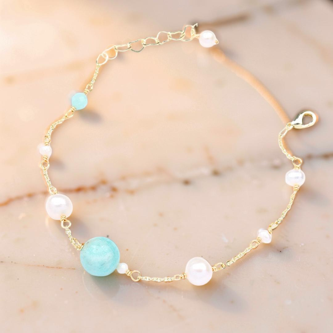 Bracelet Amazonite et Perles – Rêve d'Aurore