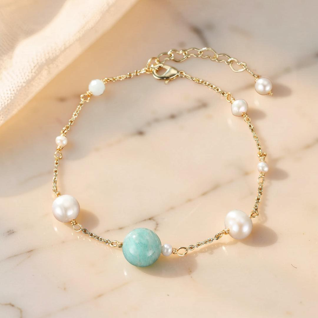 Bracelet Amazonite et Perles – Rêve d'Aurore