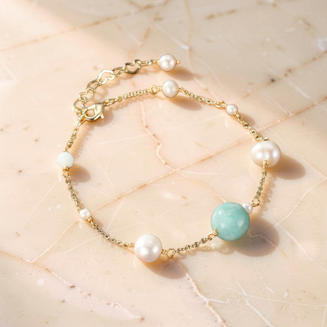 Bracelet Amazonite et Perles – Rêve d'Aurore