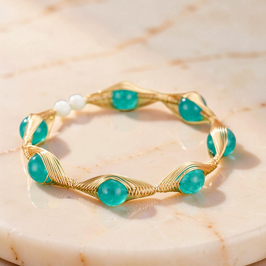 Bracelet Amazonite – Fil Doré Bohème