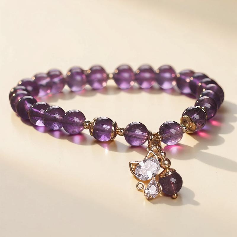 Bracelet Améthyste – Chaton Joyeux