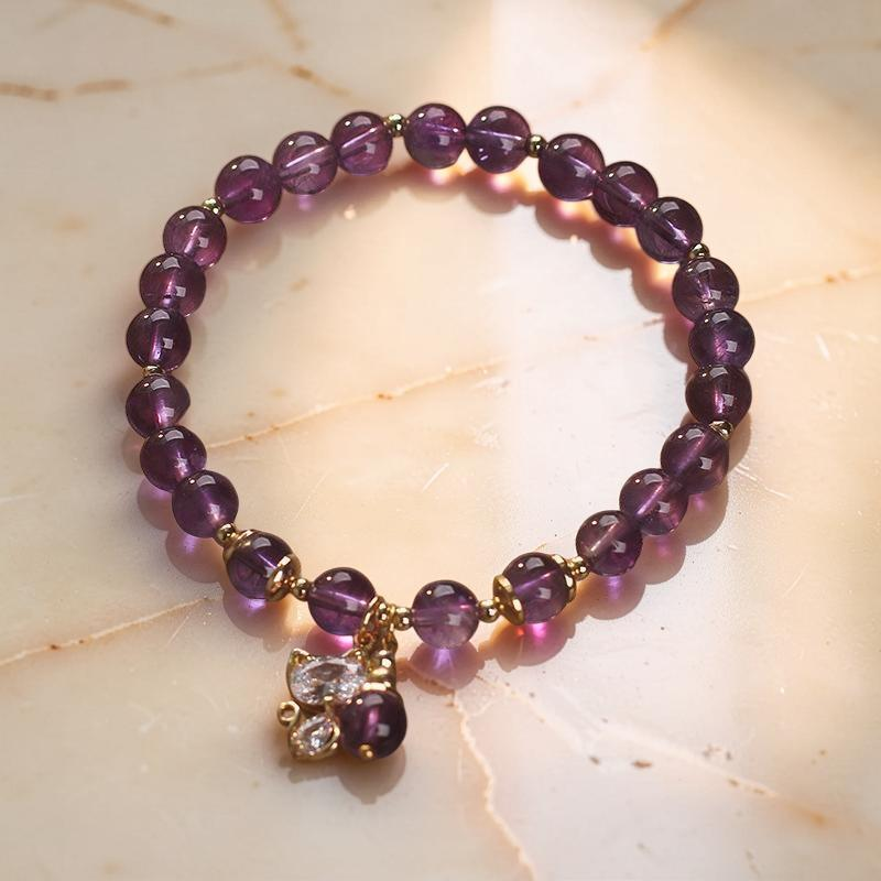 Bracelet Améthyste – Chaton Joyeux
