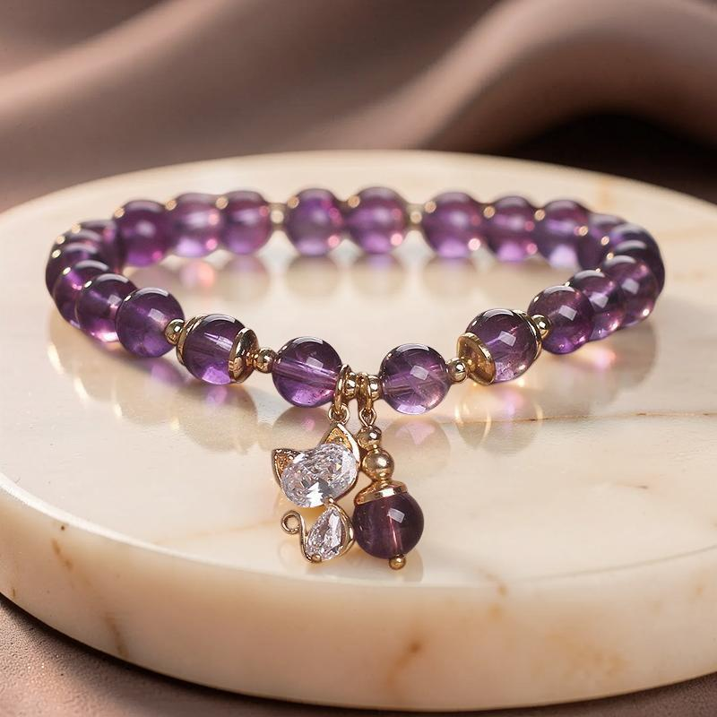 Bracelet Améthyste – Chaton Joyeux