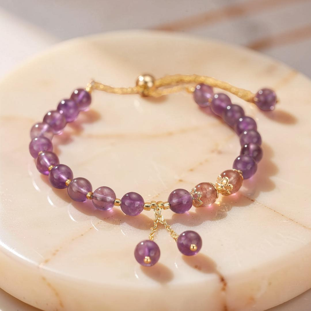 Bracelet Améthyste et Quartz Fraise – Aura Splendide