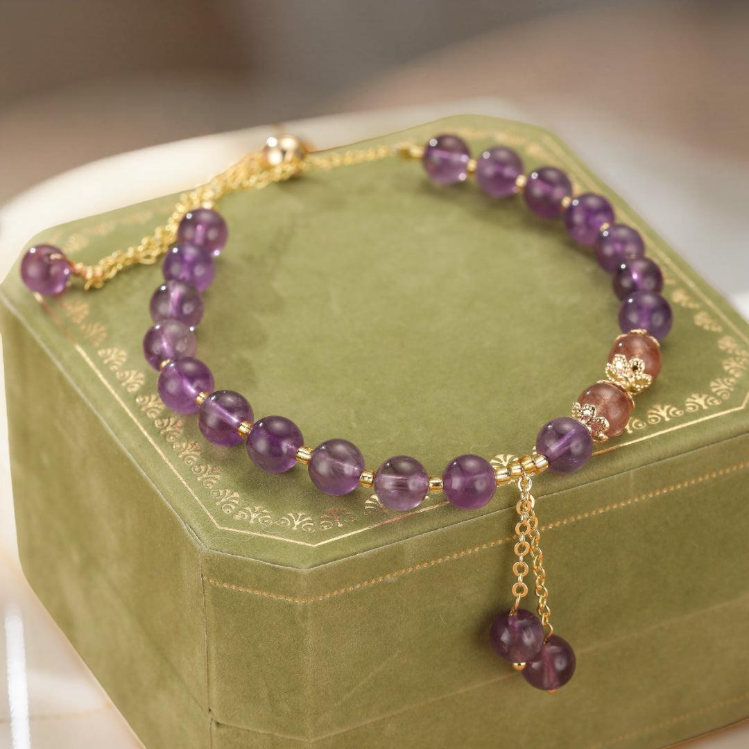 Bracelet Améthyste et Quartz Fraise – Aura Splendide