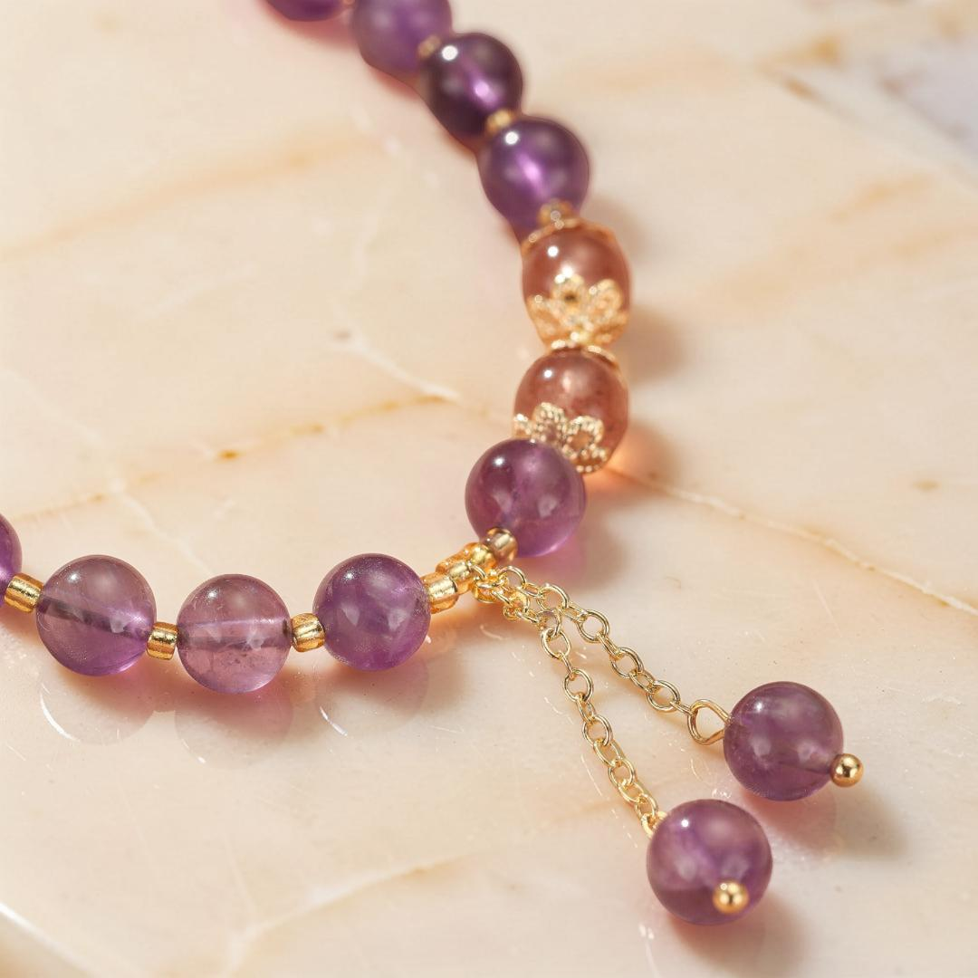 Bracelet Améthyste et Quartz Fraise – Aura Splendide