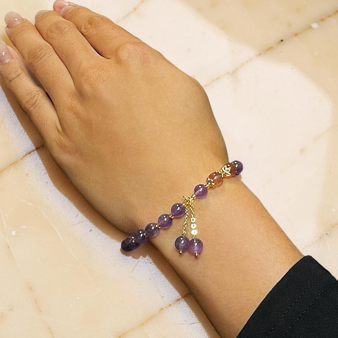 Bracelet Améthyste et Quartz Fraise – Aura Splendide