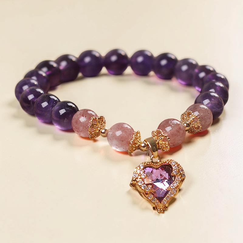 Bracelet Améthyste et Quartz Fraise – Espoir