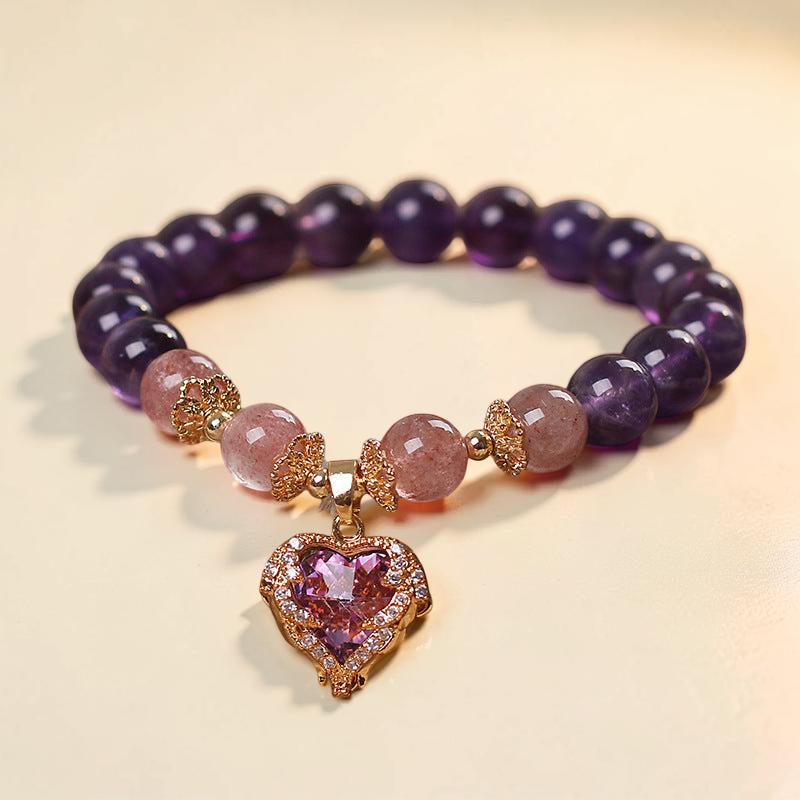 Bracelet Améthyste et Quartz Fraise – Espoir