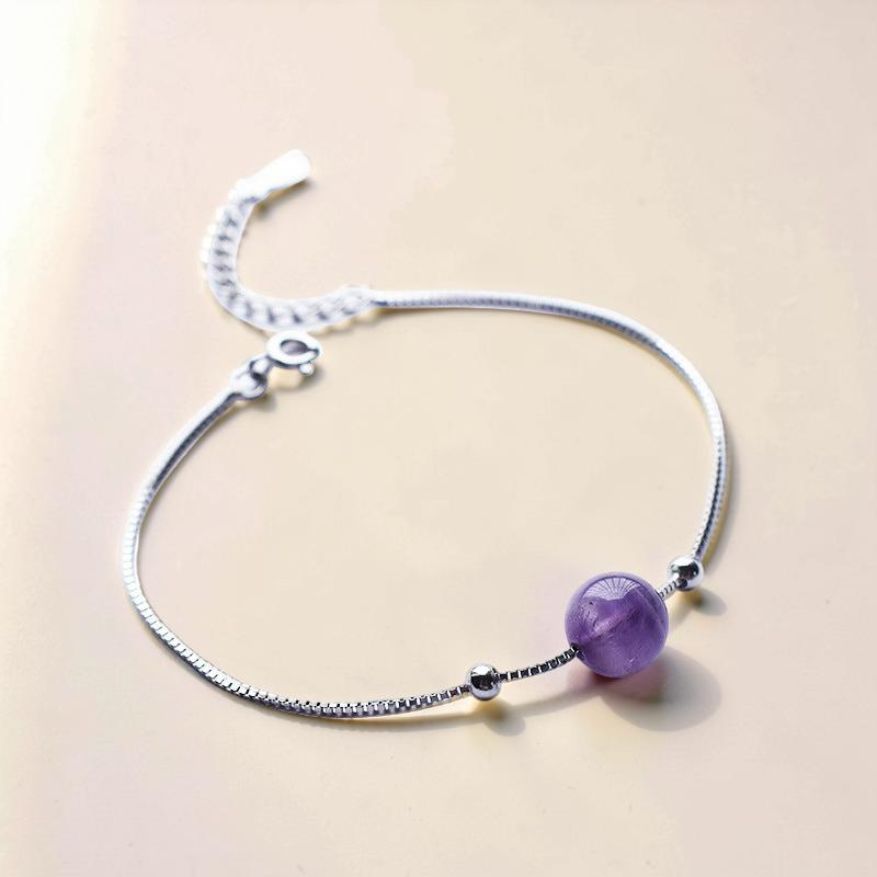 Bracelet Améthyste – Goutte de Douceur, Argent