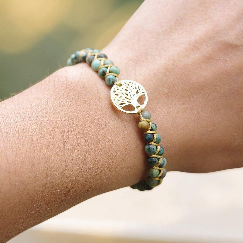 Bracelet Arbre de Vie Jaspe Africain - Bonheur