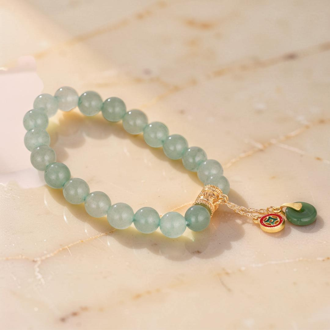 Bracelet Aventurine – Éclat de Paix, Plaqué Or