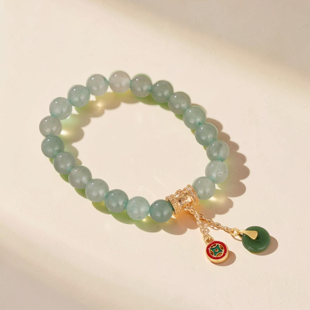 Bracelet Aventurine – Éclat de Paix, Plaqué Or