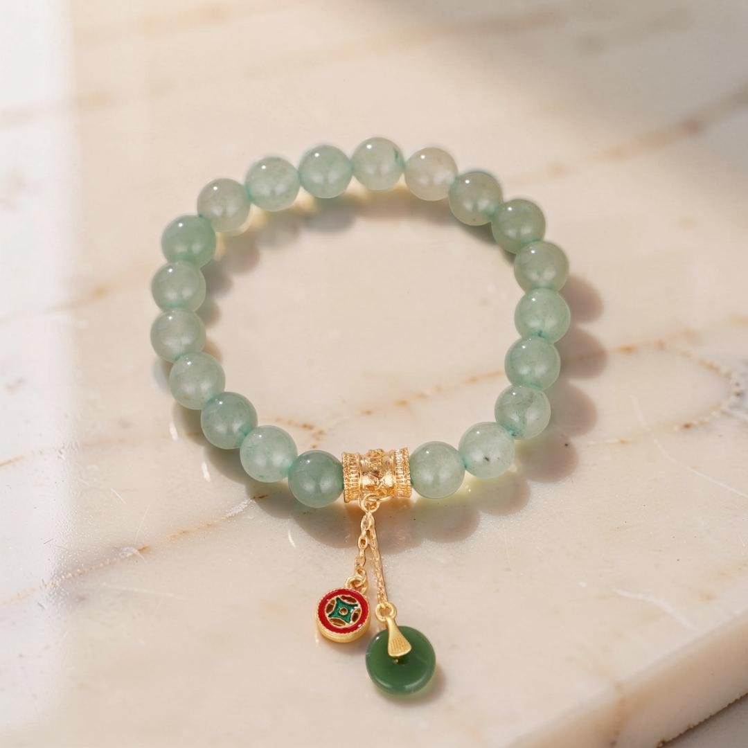 Bracelet Aventurine – Éclat de Paix, Plaqué Or