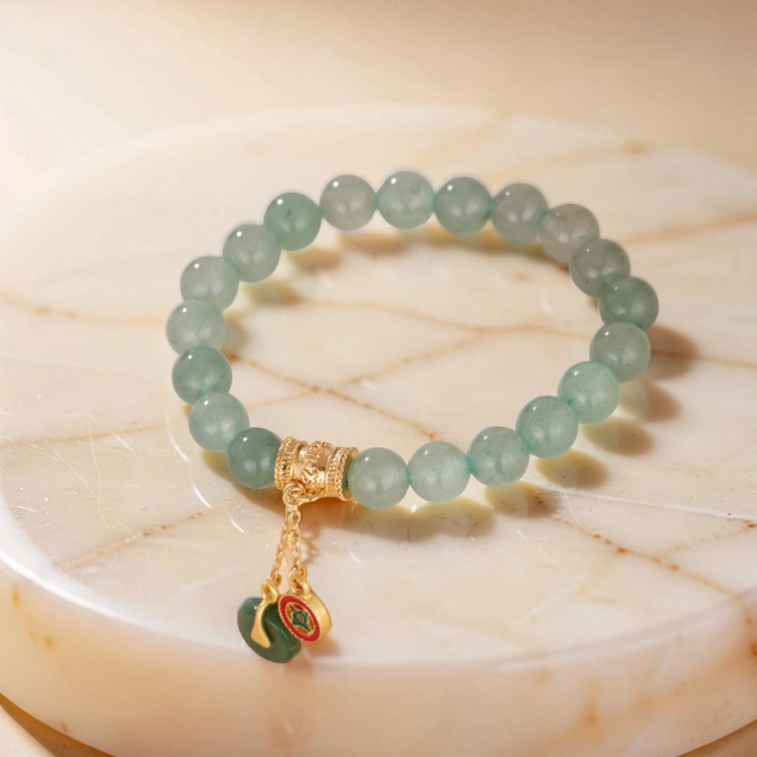 Bracelet Aventurine – Éclat de Paix, Plaqué Or