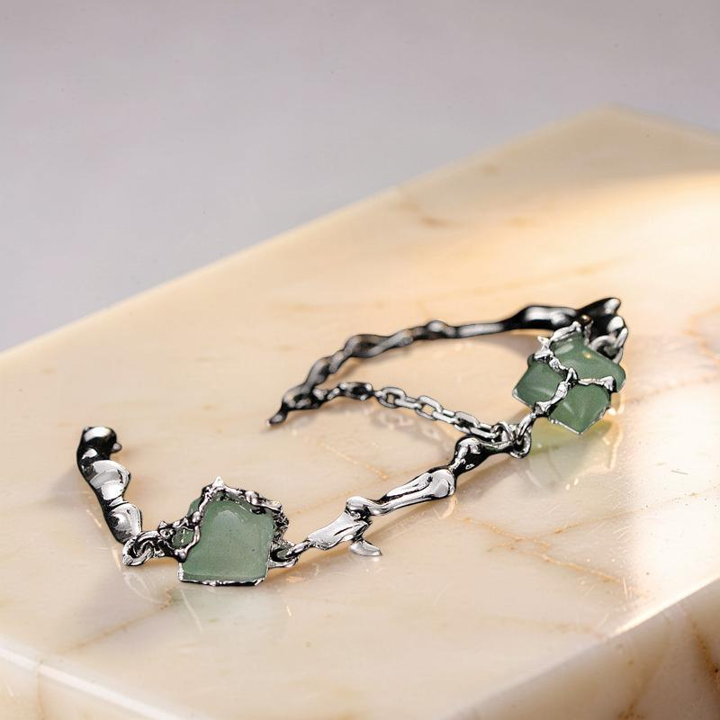Bracelet Aventurine – Fleur de Sérénité, Argent