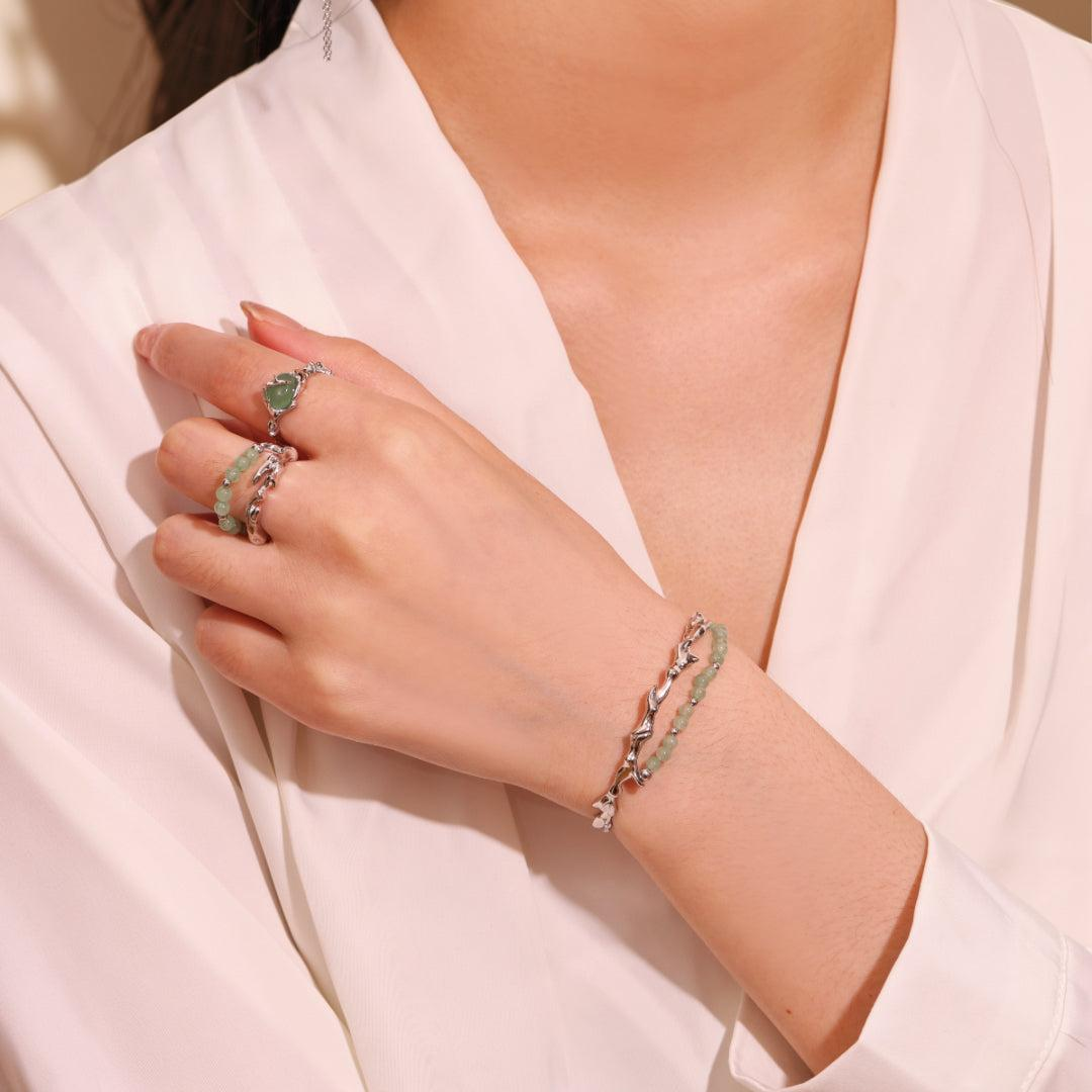Bracelet Aventurine – Force du Bambou, Argent