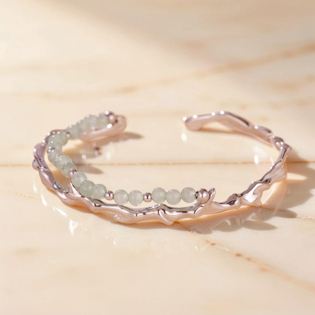 Bracelet Aventurine – Force du Bambou, Argent