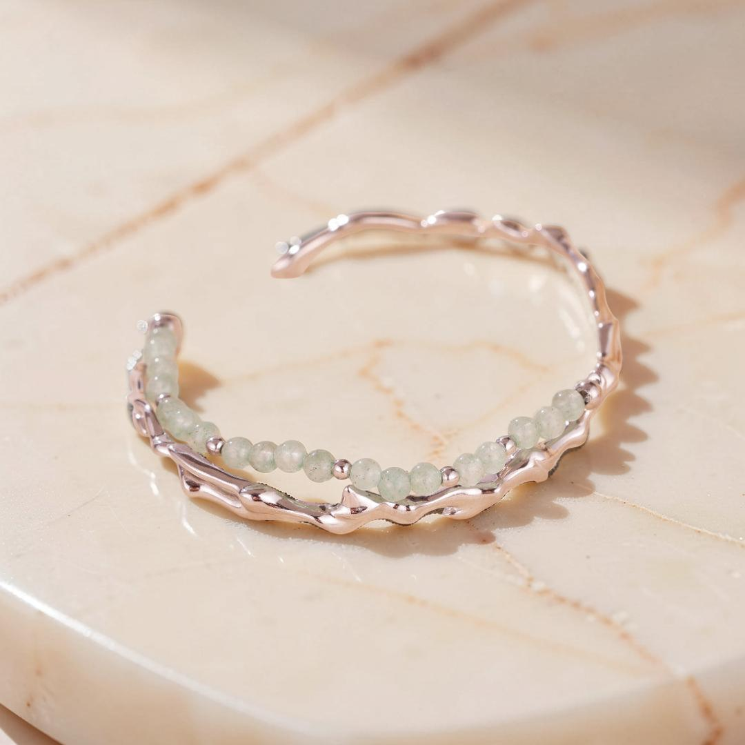 Bracelet Aventurine – Force du Bambou, Argent