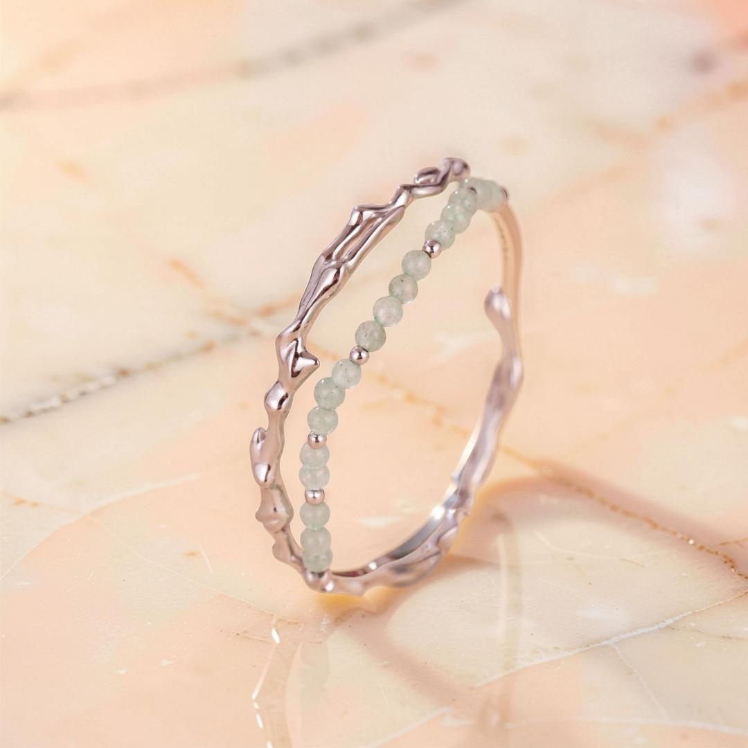 Bracelet Aventurine – Force du Bambou, Argent