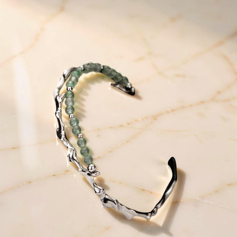 Bracelet Aventurine – Force du Bambou, Argent