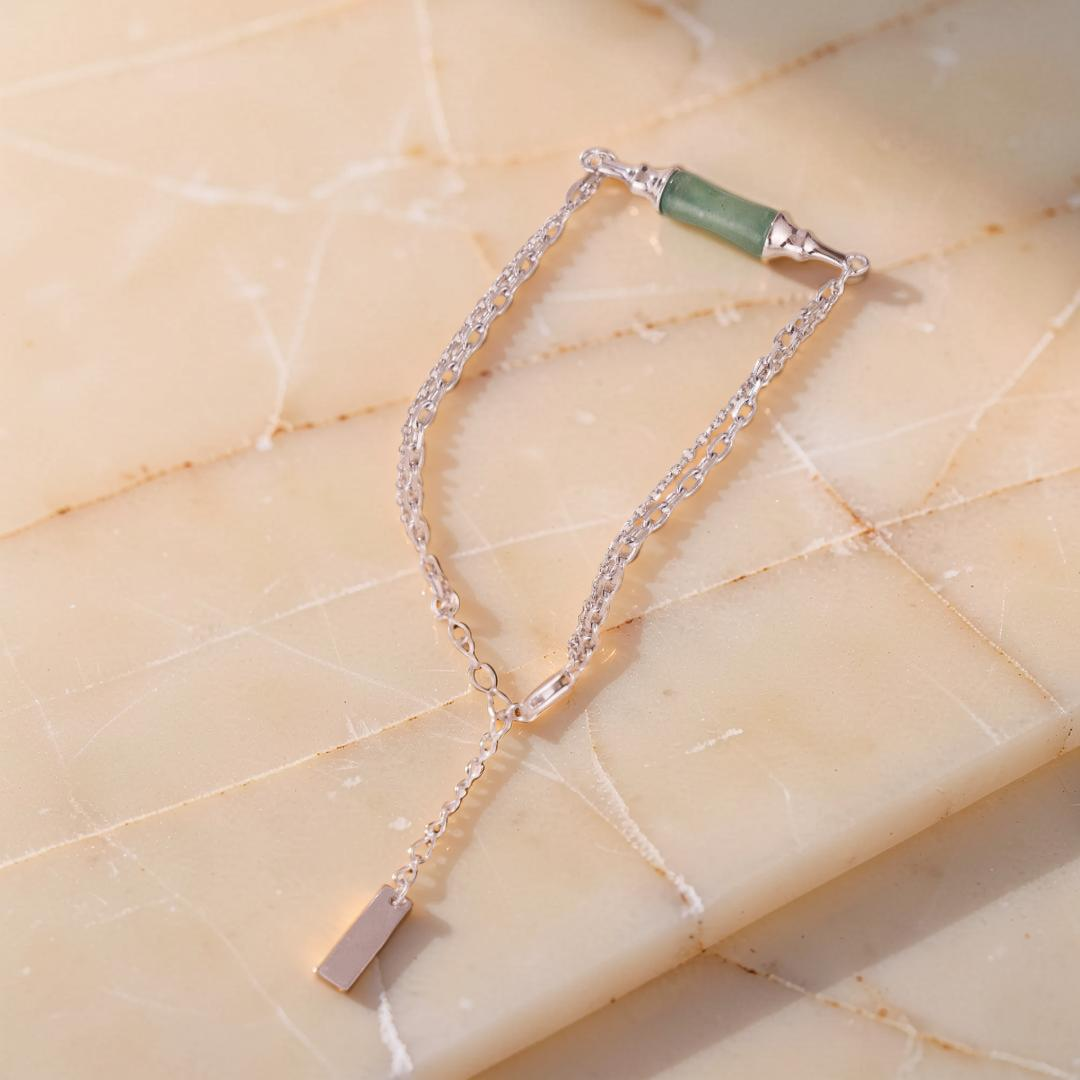 Bracelet Bambou Aventurine – Douce Nature, Argent
