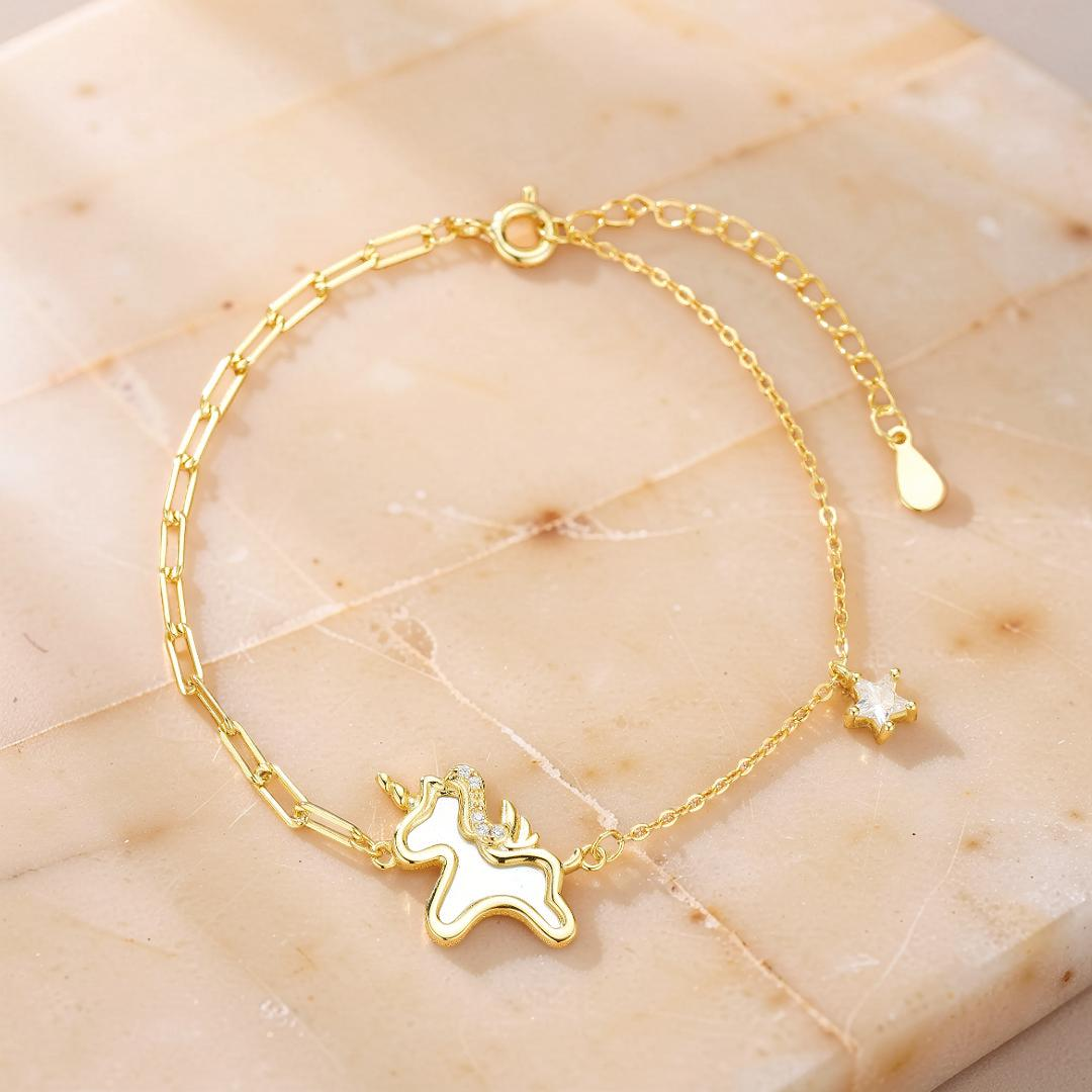 Bracelet Cheval – Liberté Étoilée, Argent Plaqué Or