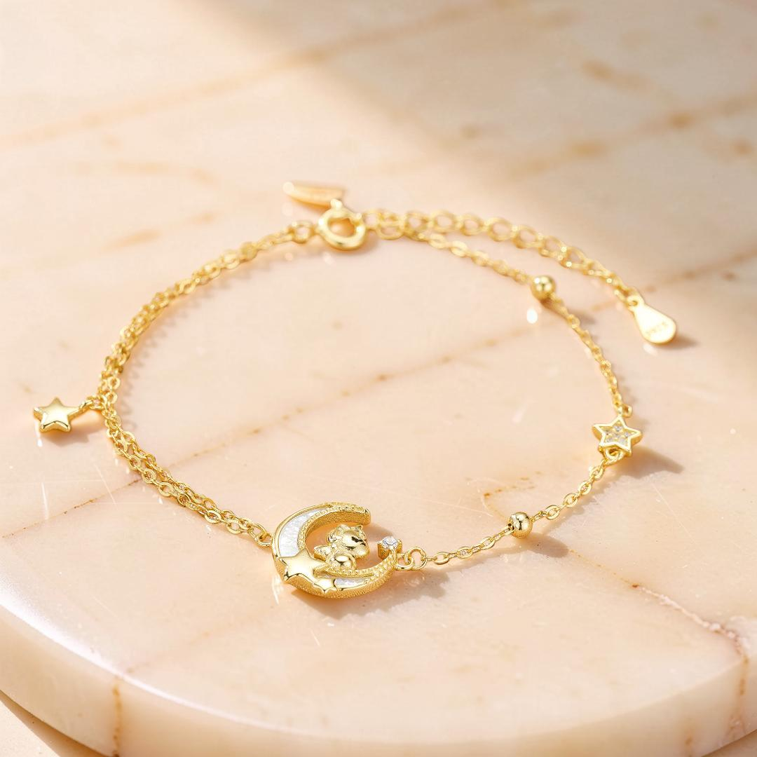 Bracelet Cheval – Rêve Étoilé, Argent Plaqué Or