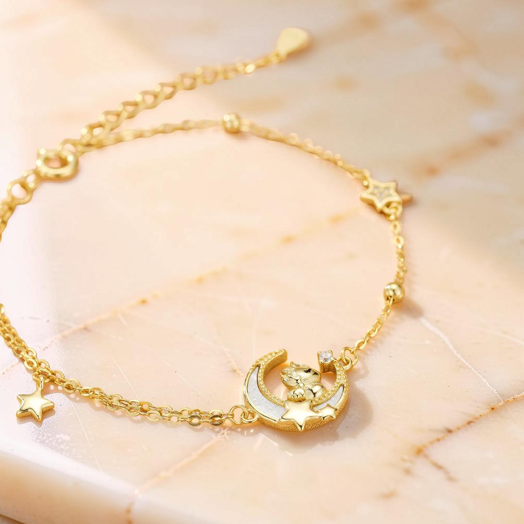 Bracelet Cheval – Rêve Étoilé, Argent Plaqué Or