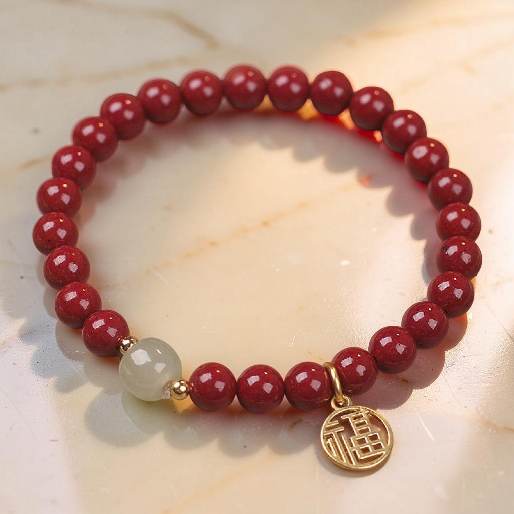 Bracelet Cinabre et Jade – Force Flamboyante