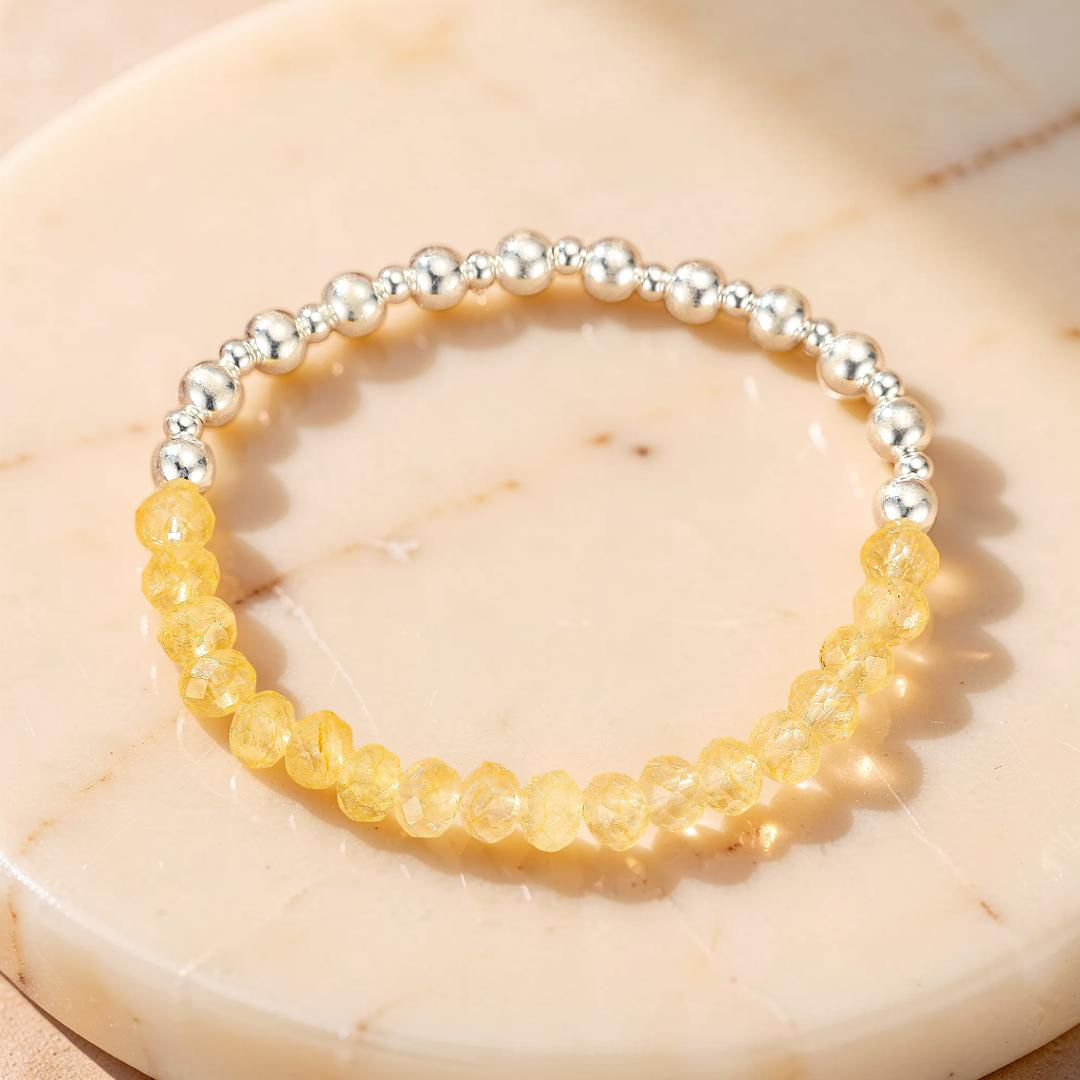 Bracelet Citrine – Énergie Douce, Argent