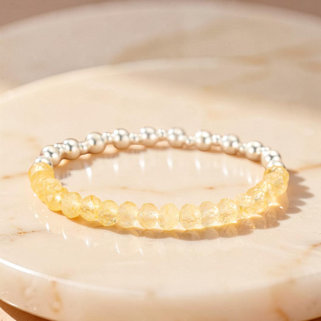 Bracelet Citrine – Énergie Douce, Argent