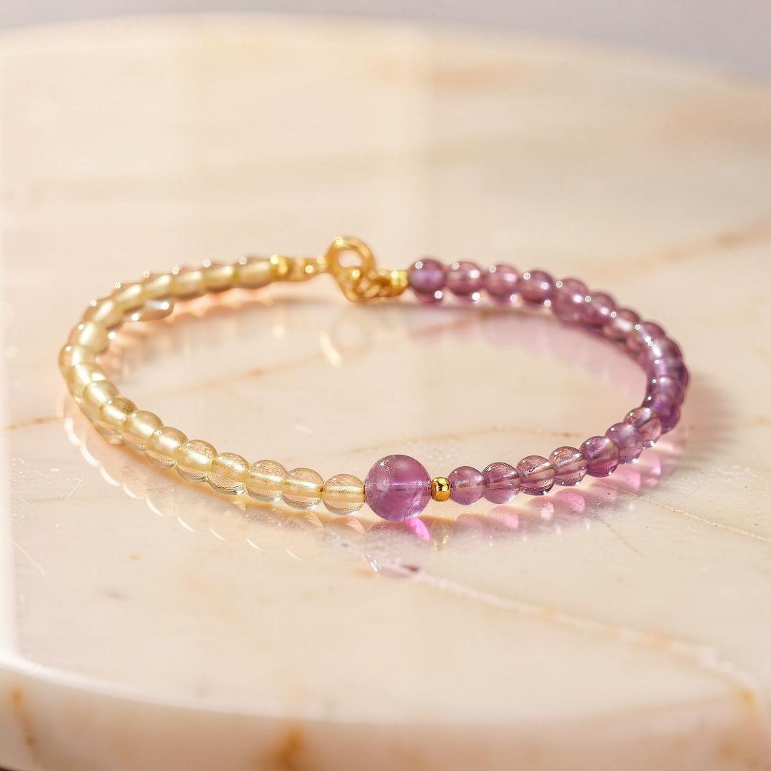 Bracelet Citrine et Améthyste – Équilibre Solaire et Mystique