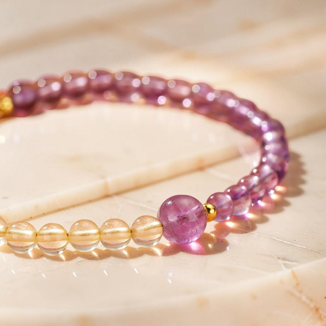 Bracelet Citrine et Améthyste – Équilibre Solaire et Mystique