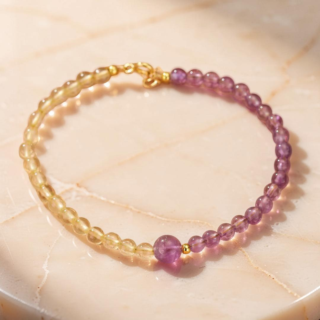Bracelet Citrine et Améthyste – Équilibre Solaire et Mystique