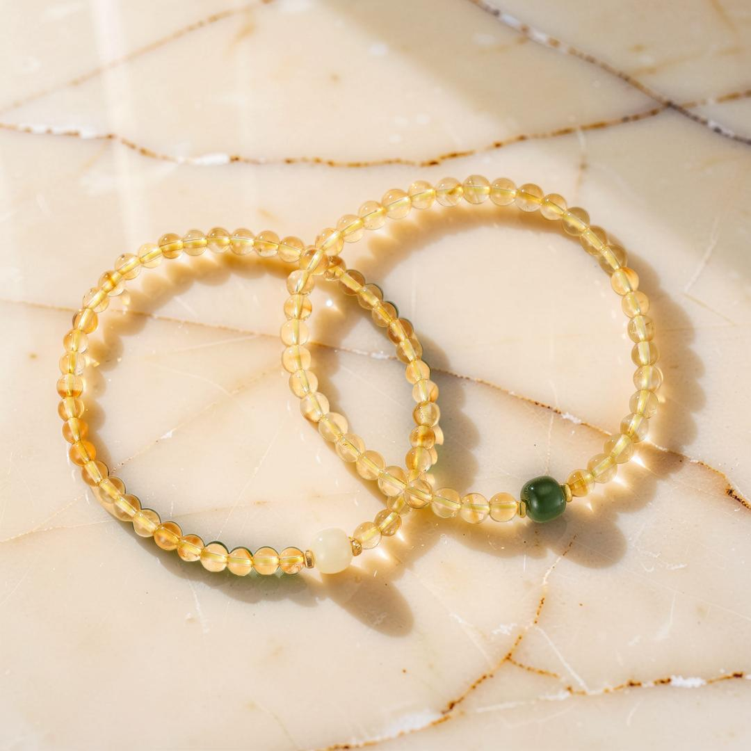 Bracelet Citrine et Jade – Aura de Prospérité