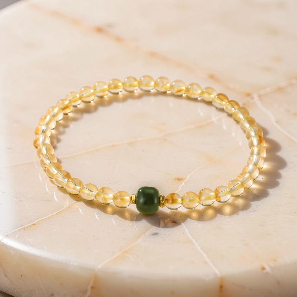 Bracelet Citrine et Jade – Aura de Prospérité