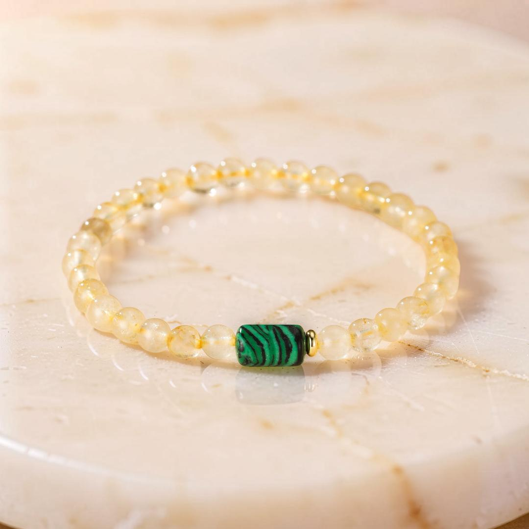 Bracelet Citrine et Malachite – Équilibre Abondant