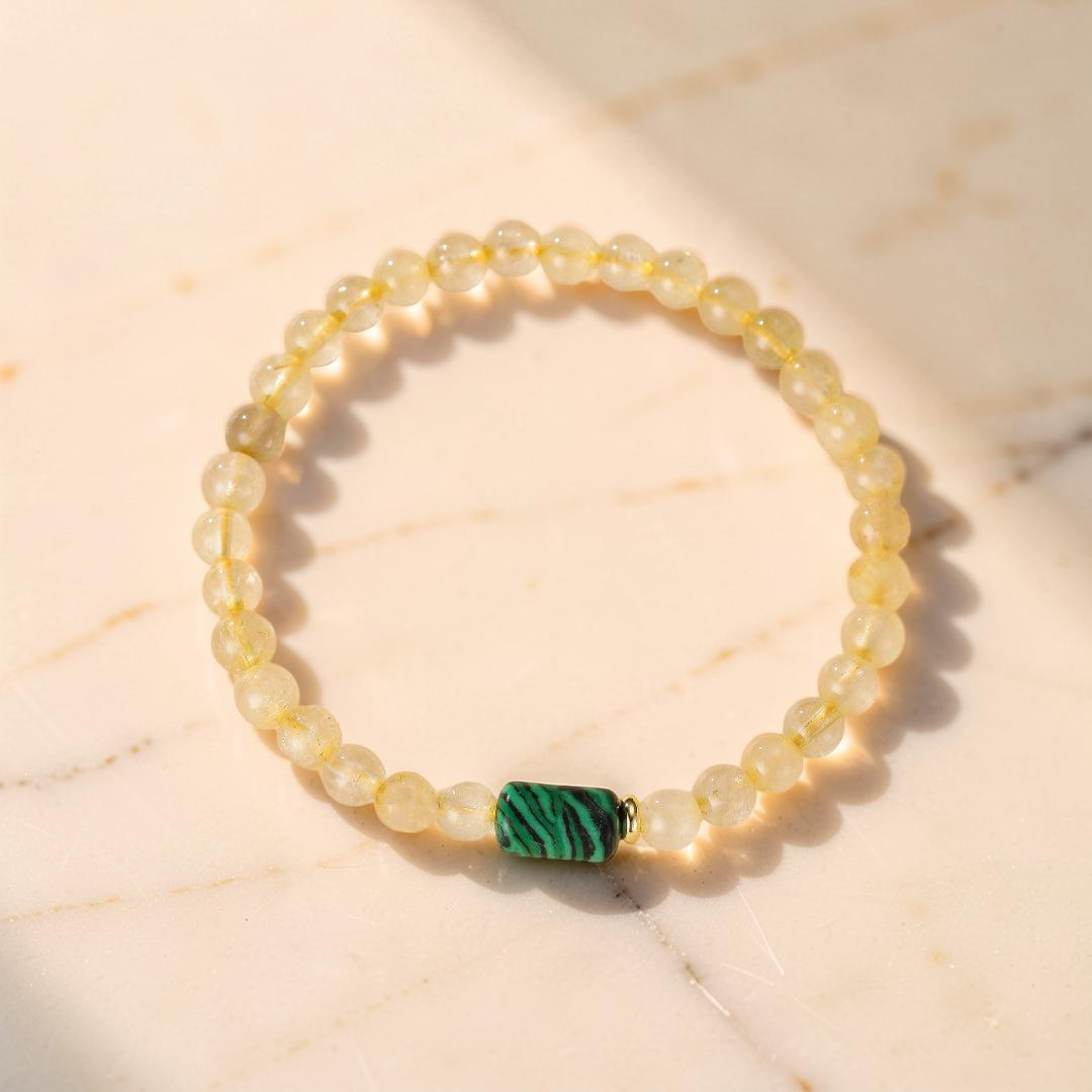 Bracelet Citrine et Malachite – Équilibre Abondant