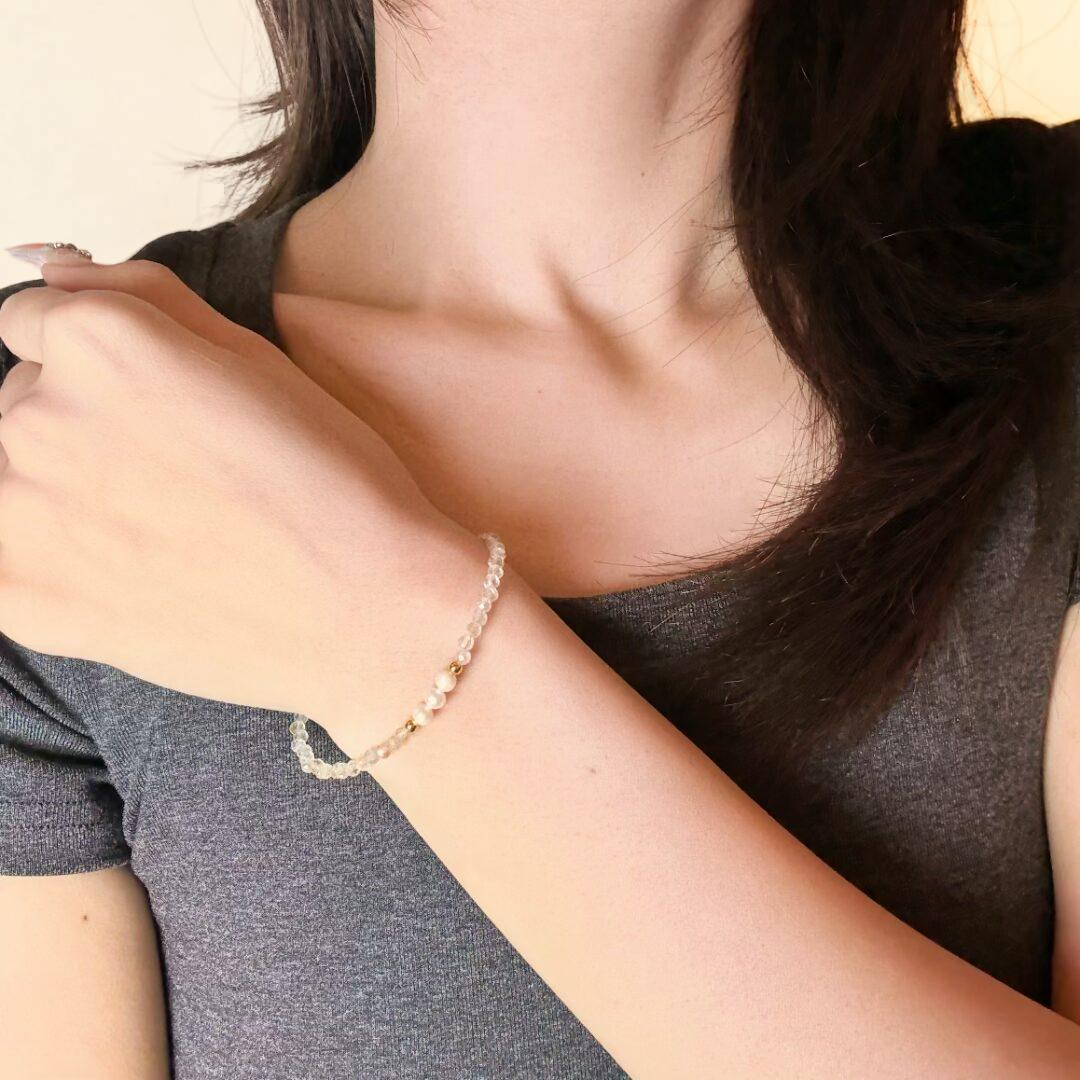 Bracelet Citrine et Perle – Douceur Dorée
