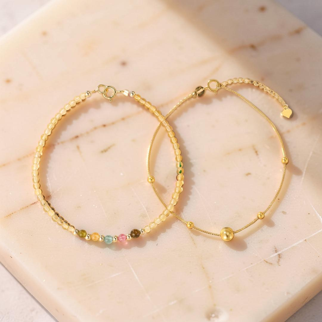 Bracelet Citrine et Tourmaline – Abondance Arc-en-Ciel