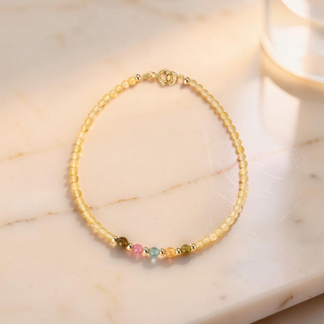 Bracelet Citrine et Tourmaline – Abondance Arc-en-Ciel