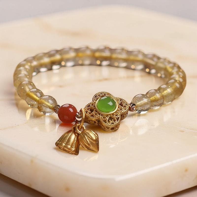 Bracelet Citrine Lotus – Prospérité et Optimisme