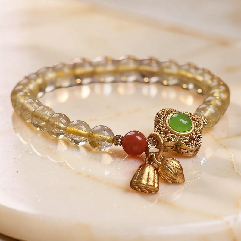 Bracelet Citrine Lotus – Prospérité et Optimisme