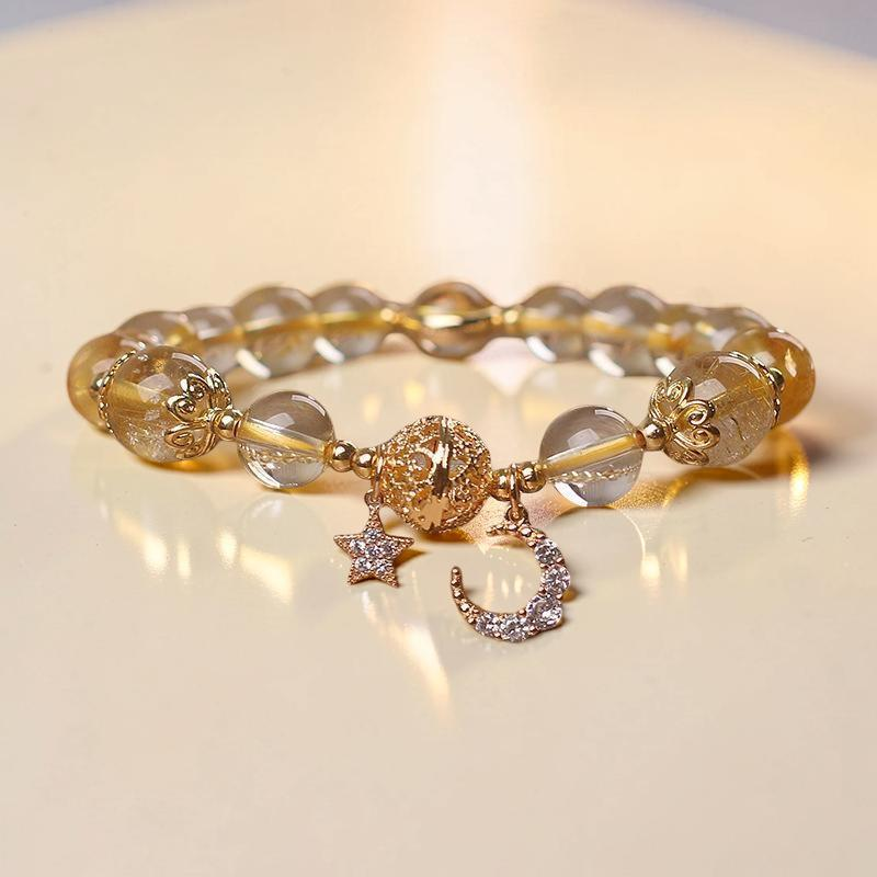Bracelet Citrine Lune et Étoile – Rêveur