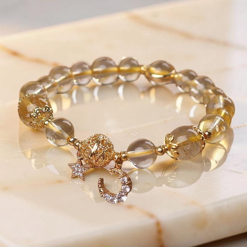 Bracelet Citrine Lune et Étoile – Rêveur